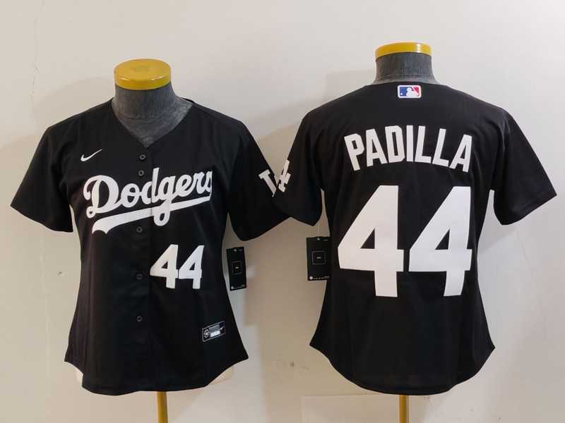 Women%27s Los Angeles Dodgers #44 Vicente Padilla Number Black Cool Base Stitched Jerseys